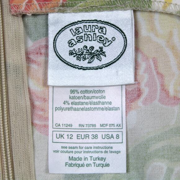 VTG Laura Ashley Womens US8 Floral Dress Spring Tulips 90s Preppy Coastal Brunch - Picture 8 of 9